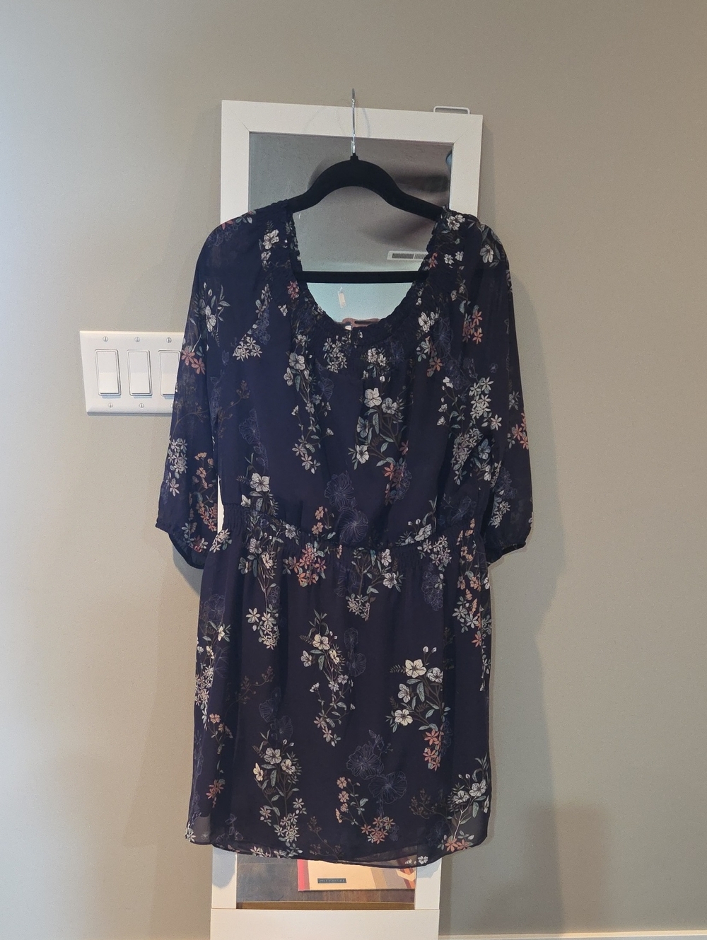 Maurices Navy Floral Long-Sleeve Dress